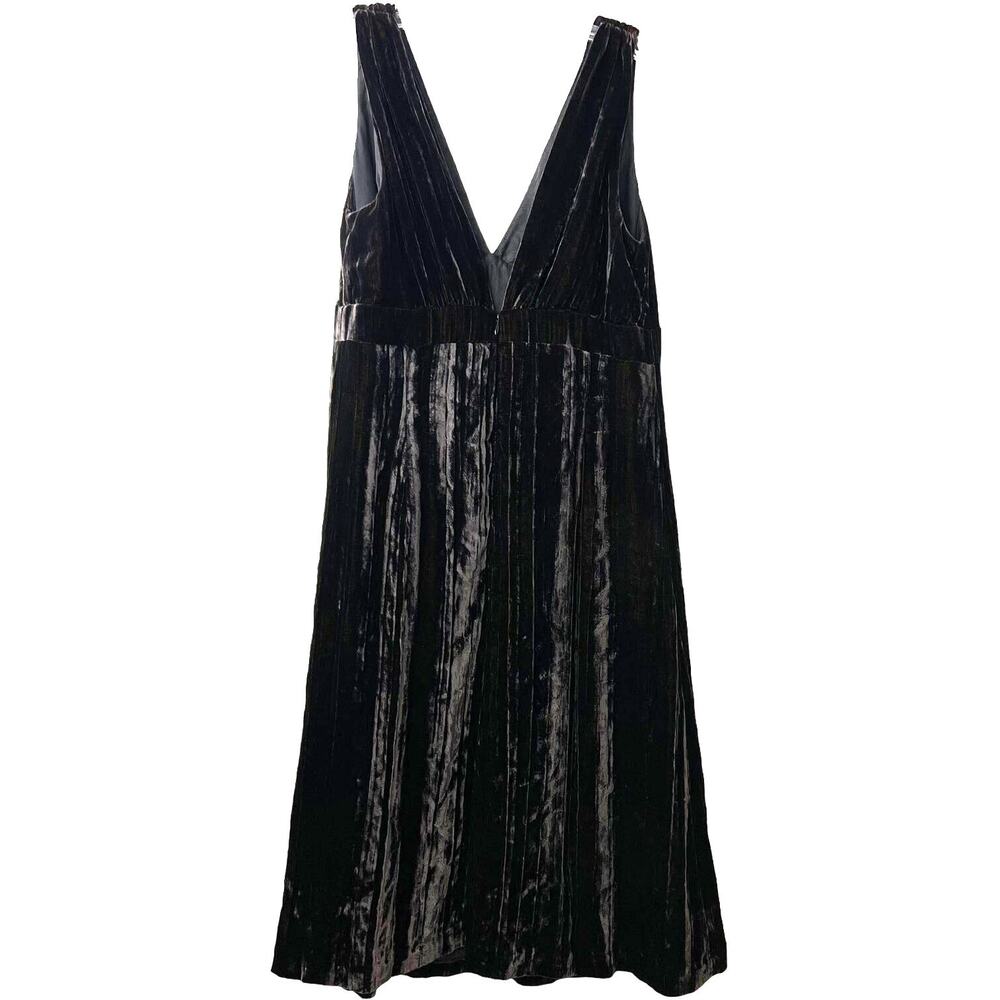 A Pea in the Pod Maternity Brown/Gold Dress Velvet Silk Blend Sleeveless Size M